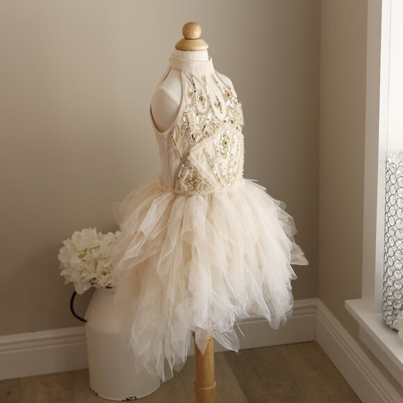 Tutu Du Monde Golden Peak Tulle Halter Dress Fits Size 3/4 Rare Find Like New - Picture 2 of 6